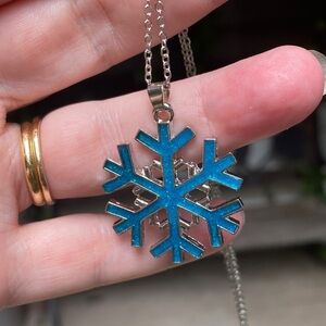 Blue Snowflake Pendant Necklace